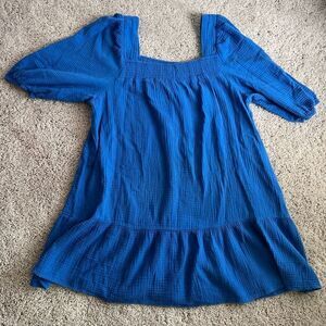 Scoop NYC Flowy Casual Blue Cotton Dress